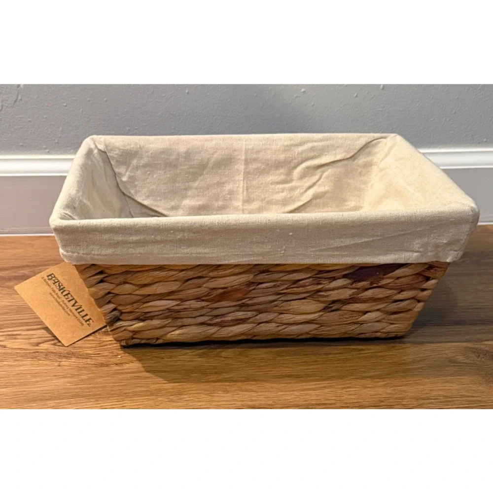 🧺 Basketville VT Basket Storage Set of 3 Wicker Fabric Liner Box New